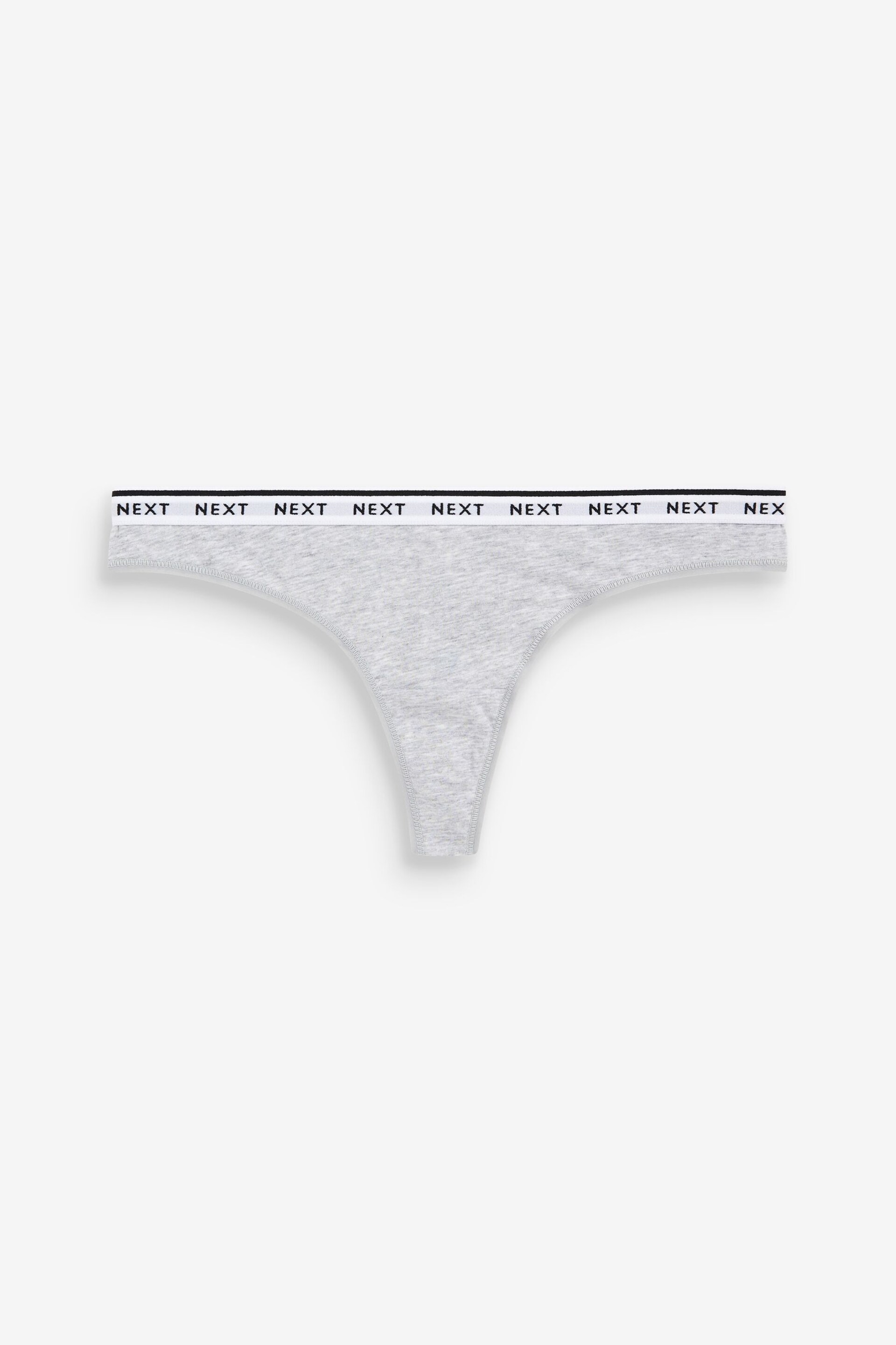 White/Grey/Pink/Light Green Thong Cotton Rich Logo Knickers 4 Pack - Image 6 of 8