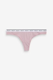 White/Grey/Pink/Light Green Thong Cotton Rich Logo Knickers 4 Pack - Image 7 of 8