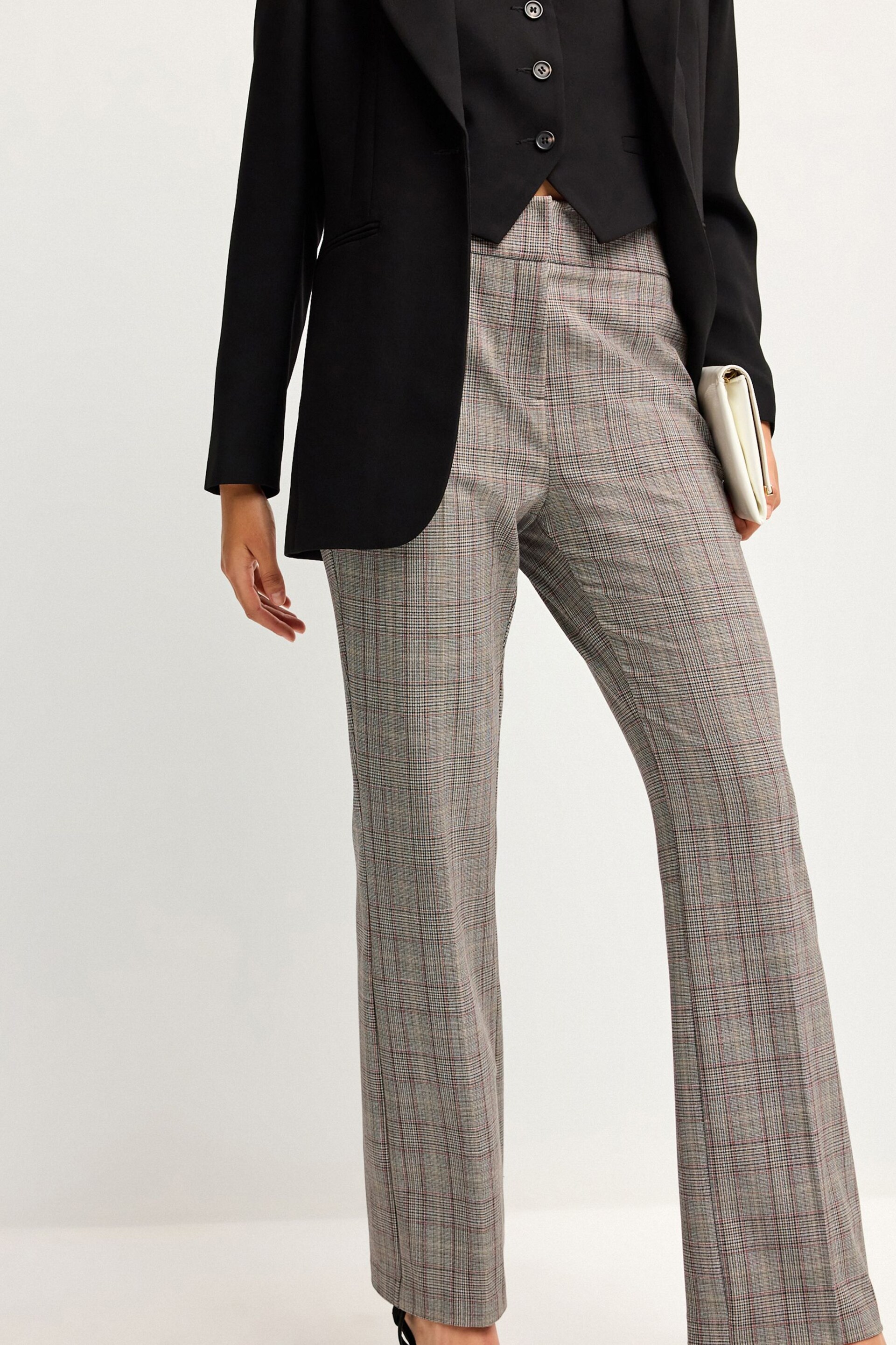 Brown Check Shapewear Bootcut Trousers - Image 2 of 6