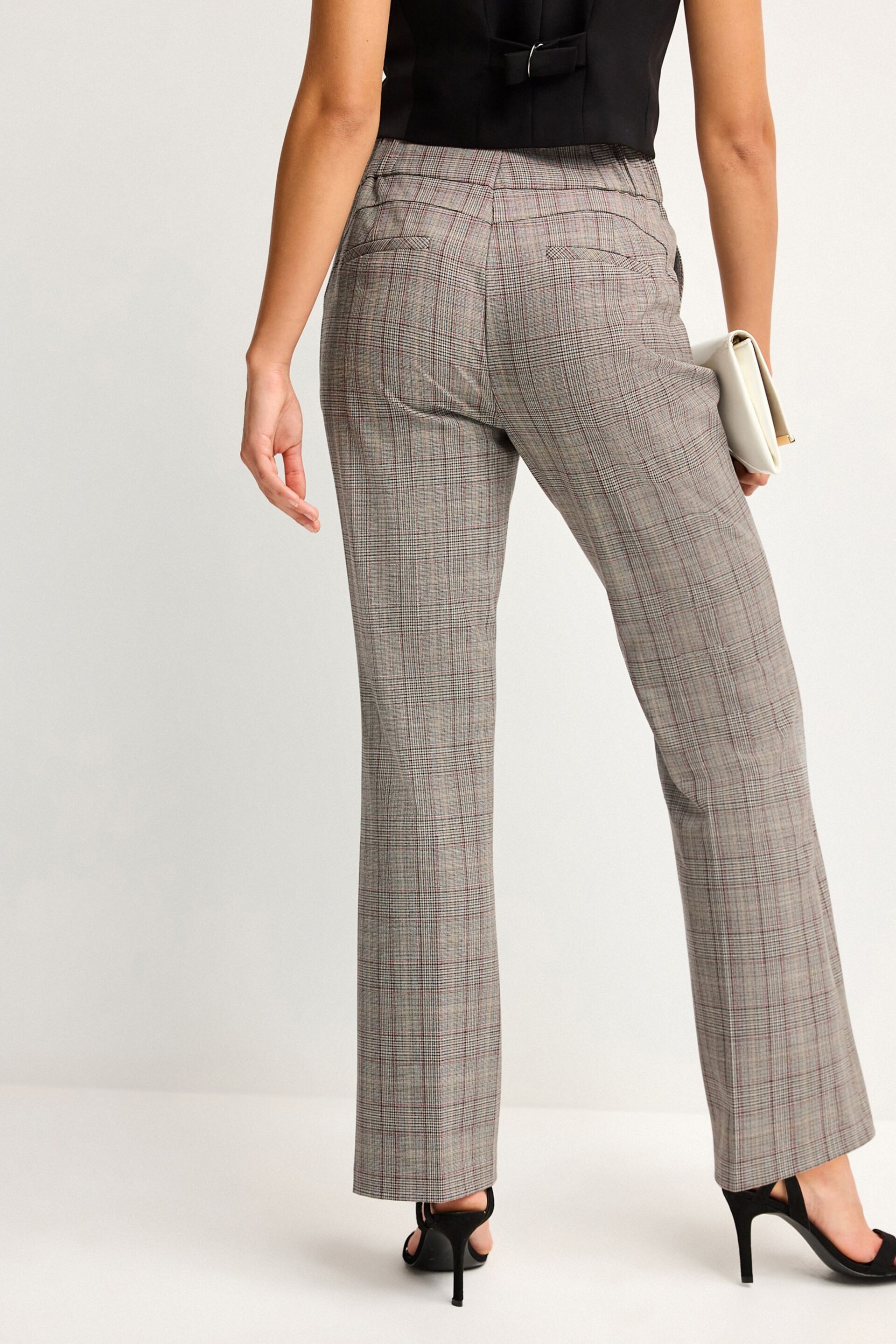Brown Check Shapewear Bootcut Trousers - Image 3 of 6