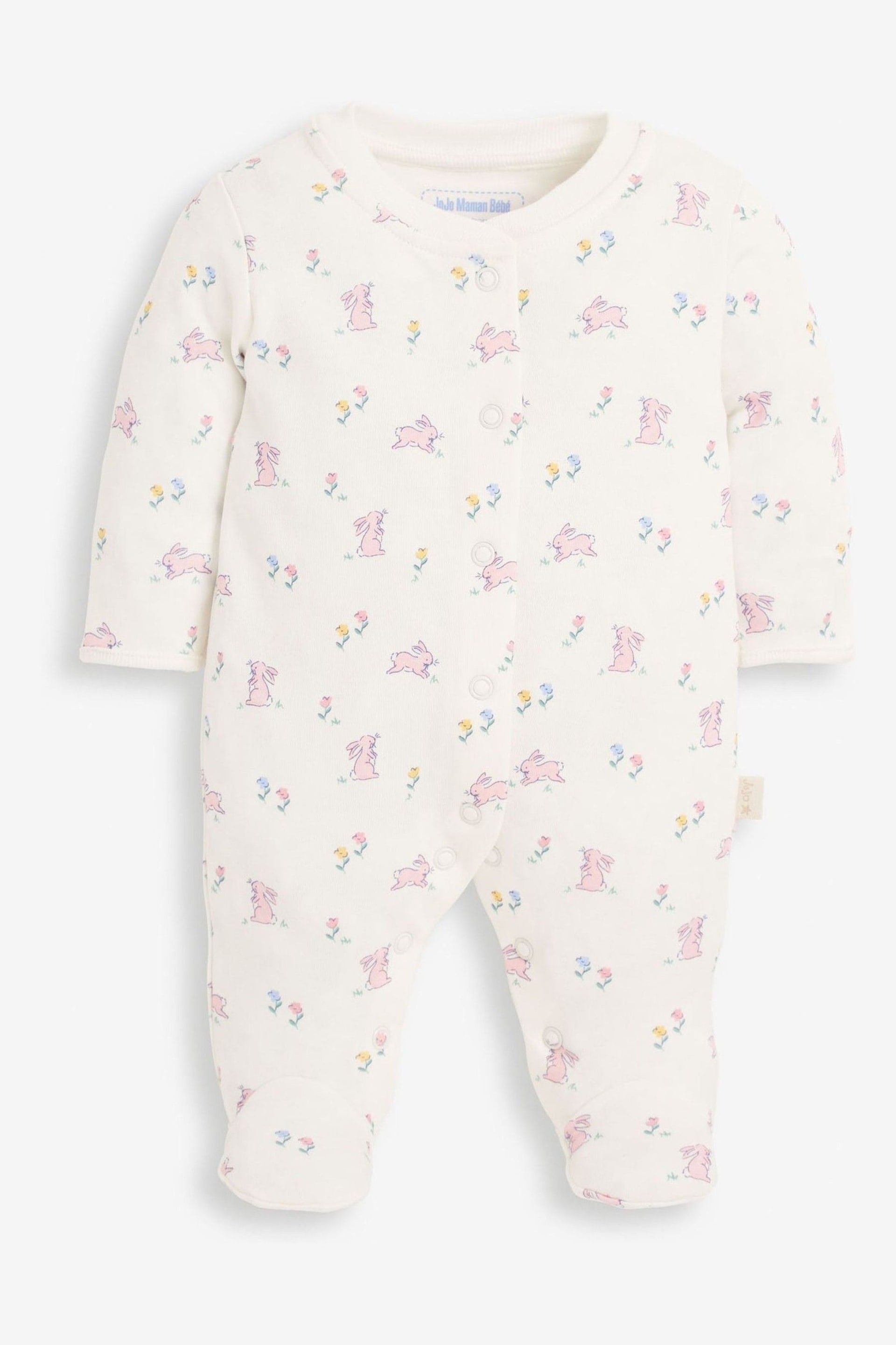 JoJo Maman Bébé Pink 2-Piece Cotton Baby Bunny Sleepsuit & Jacket Set - Image 3 of 5