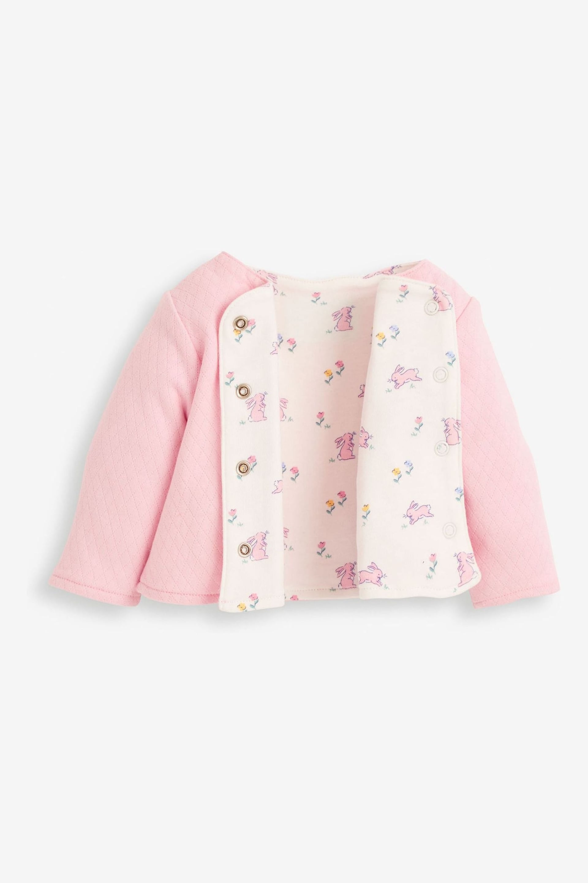JoJo Maman Bébé Pink 2-Piece Cotton Baby Bunny Sleepsuit & Jacket Set - Image 4 of 5