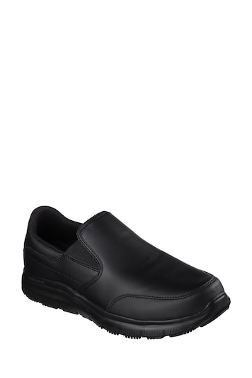 Skechers Black Bronwood Slip Resistant Slip-On Mens Work Shoes