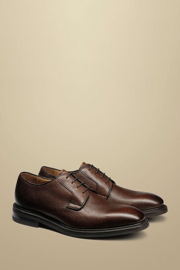 Charles Tyrwhitt Brown Grain Leather Derby Rubber Sole Shoes