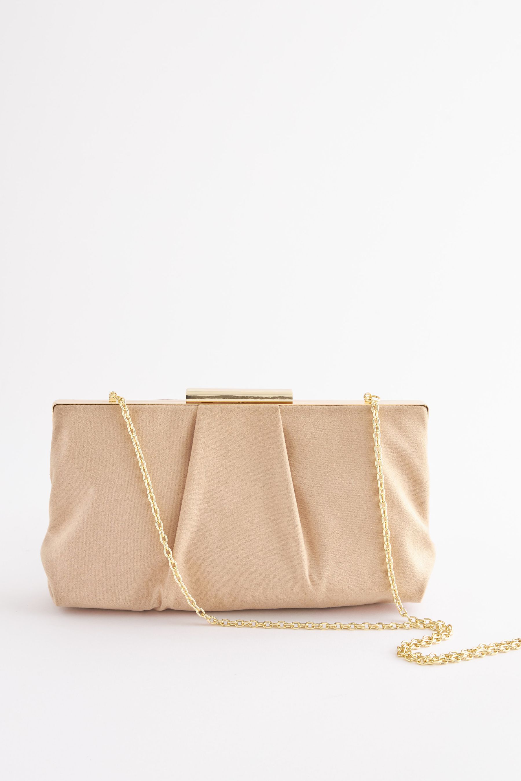 Buy Nude Pleated Frame Clutch Bag from Next Denmark