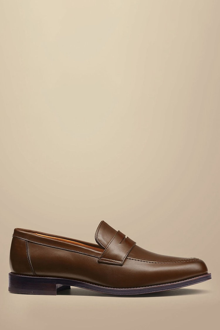 Charles Tyrwhitt Brown Leather Saddle Loafers - Image 1 of 3