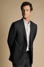 Charles Tyrwhitt Grey Slim Fit Stretch Birdseye Suit: Jacket - Image 1 of 5