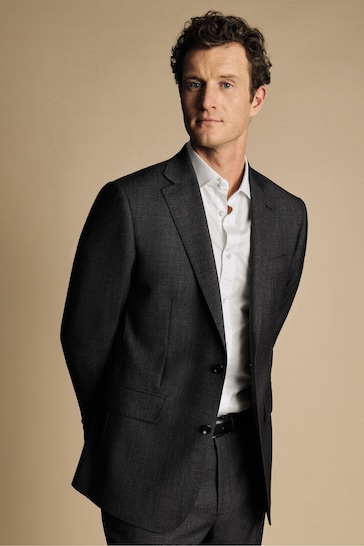 Charles Tyrwhitt Grey Slim Fit Stretch Birdseye Suit: Jacket