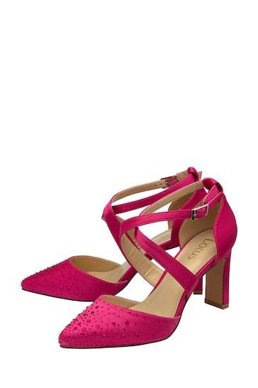 Lotus Pink Diamante Pointed-Toe Court Shoes