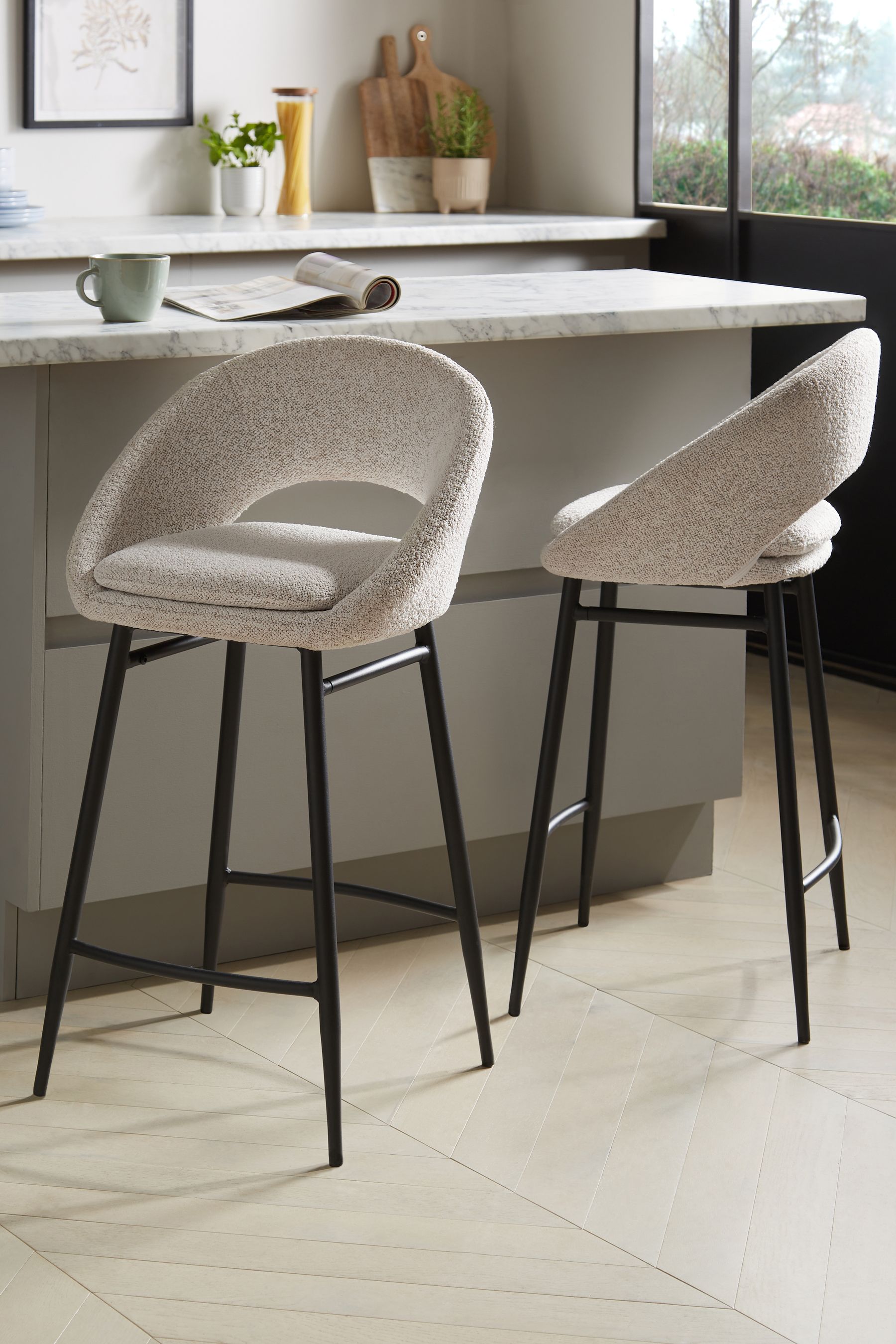 Buy Casual Boucle Light Natural Hewitt Fixed Height Bar Stool from the Next UK online shop