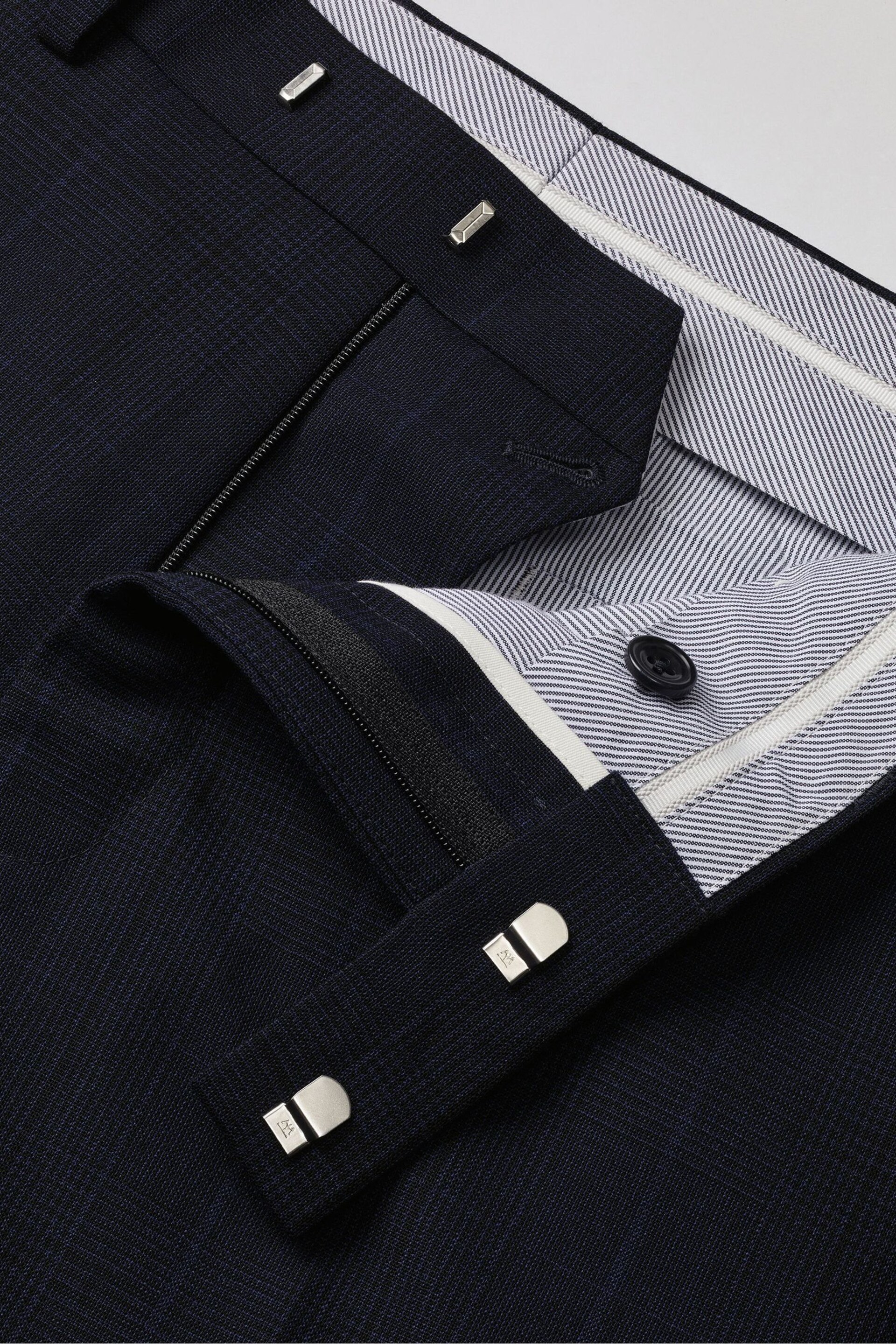 Charles Tyrwhitt Blue Slim-Fit Prince of Wales Ultimate Performance Suit Trousers - Image 3 of 3