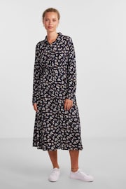 PIECES Black Printed Midi Shirt Dress - Image 3 of 5