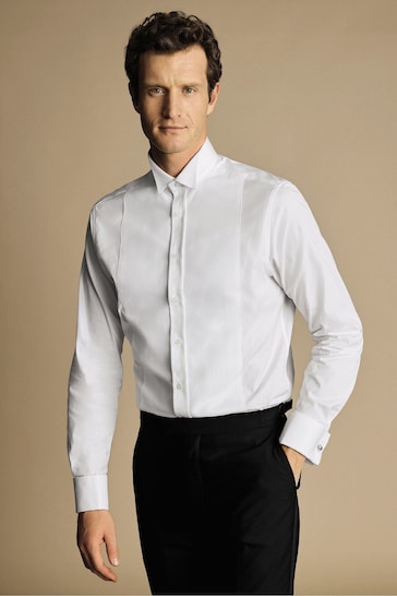 Charles Tyrwhitt White Bib Front Wing Collar Evening Slim Fit Shirt