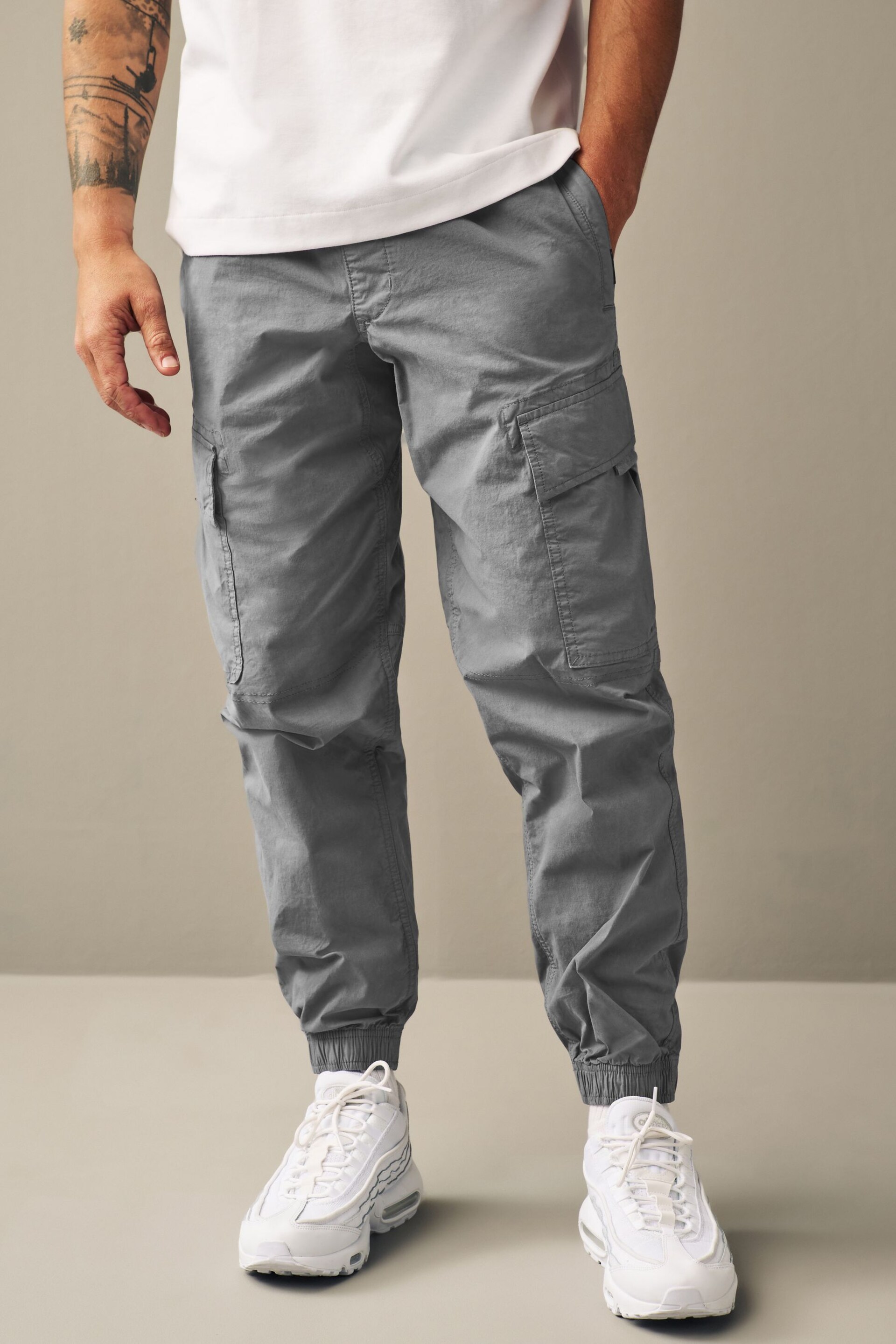 Light Blue Regular Tapered Stretch Utility Cargo Trousers - Image 1 of 14