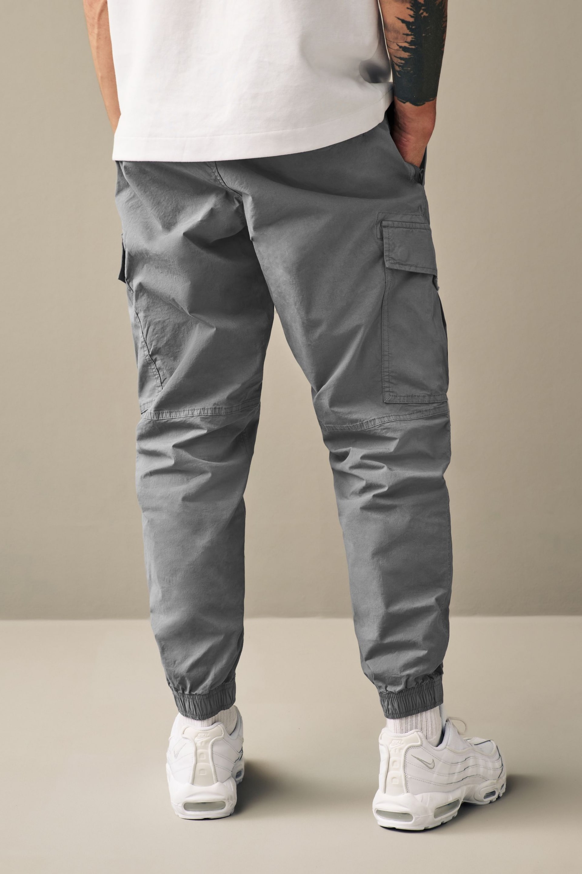 Light Blue Regular Tapered Stretch Utility Cargo Trousers - Image 5 of 14