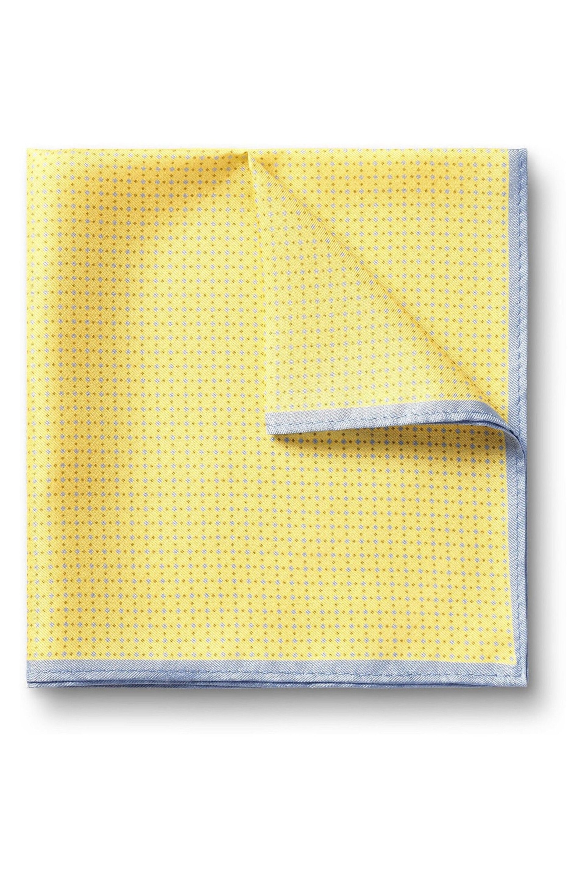 Charles Tyrwhitt Yellow Mini Floral Print Silk Pocket Square - Image 1 of 2