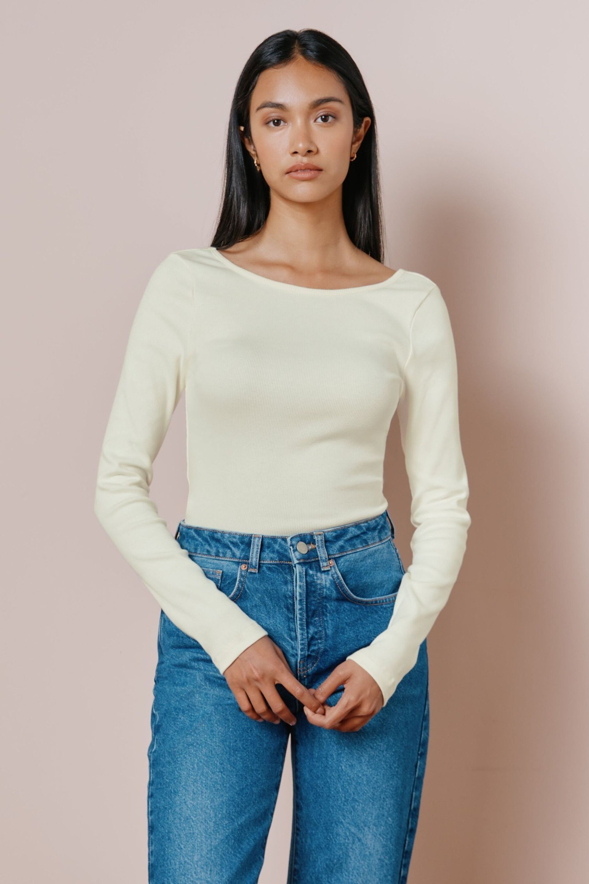 Albaray Cream Scoop Back Rib Top - Image 1 of 5