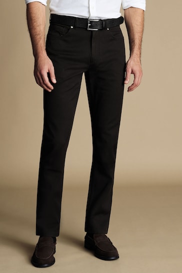 Charles Tyrwhitt Black Twill Slim Fit 5 Pocket Jeans