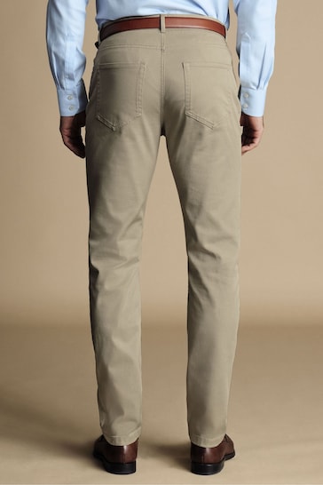 Charles Tyrwhitt Natural cream Twill Slim Fit 5 Pocket Jeans