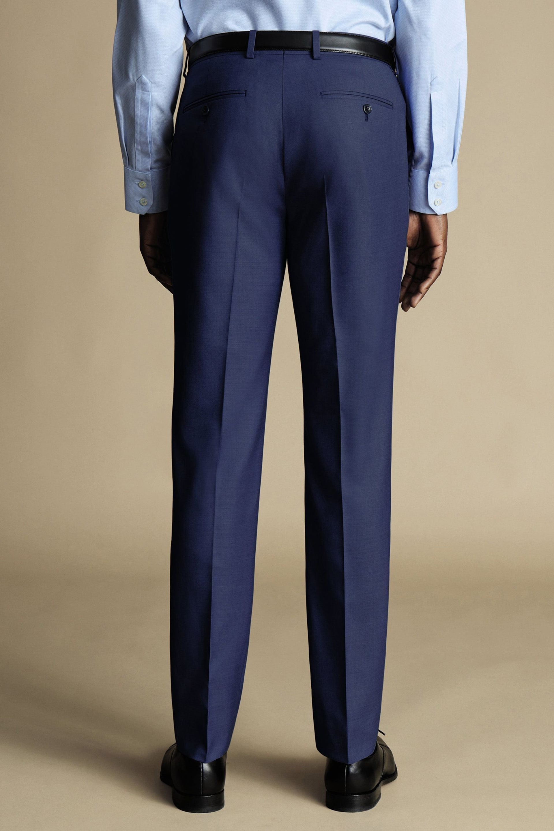 Charles Tyrwhitt Blue Slim Fit Sharkskin Ultimate Performance Suit Trousers - Image 2 of 3