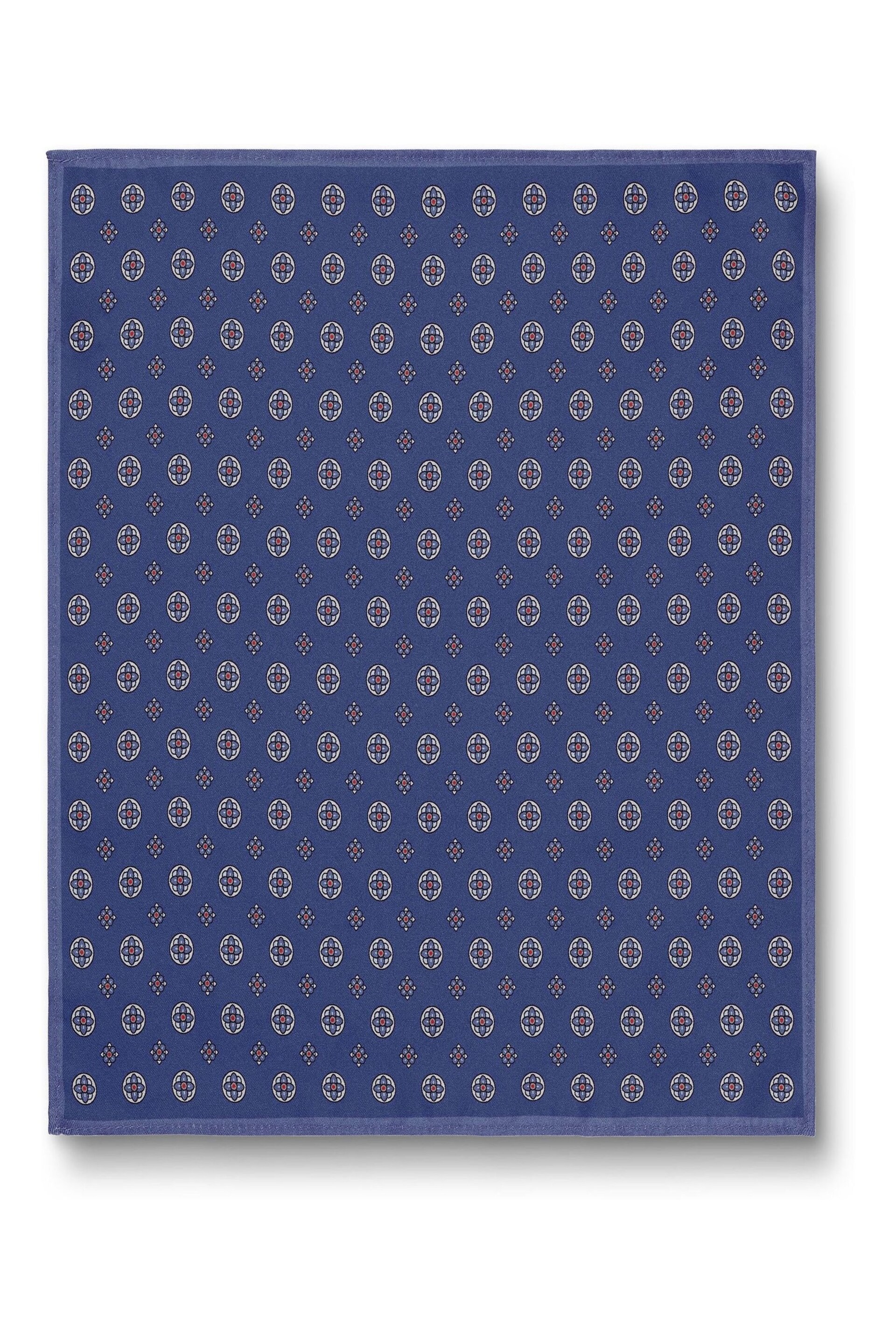 Charles Tyrwhitt Blue Medallion Silk Pocket Square - Image 2 of 3