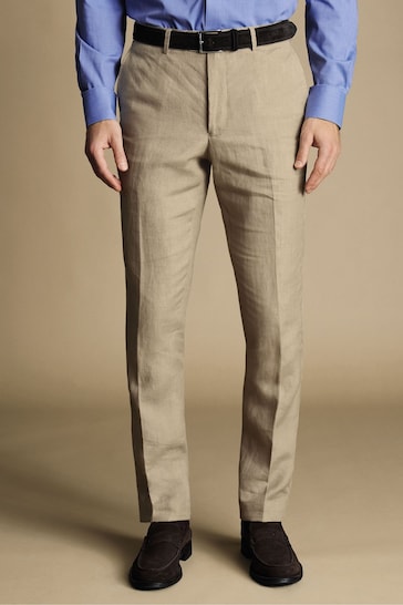 Charles Tyrwhitt Natural Slim Fit Linen Trousers