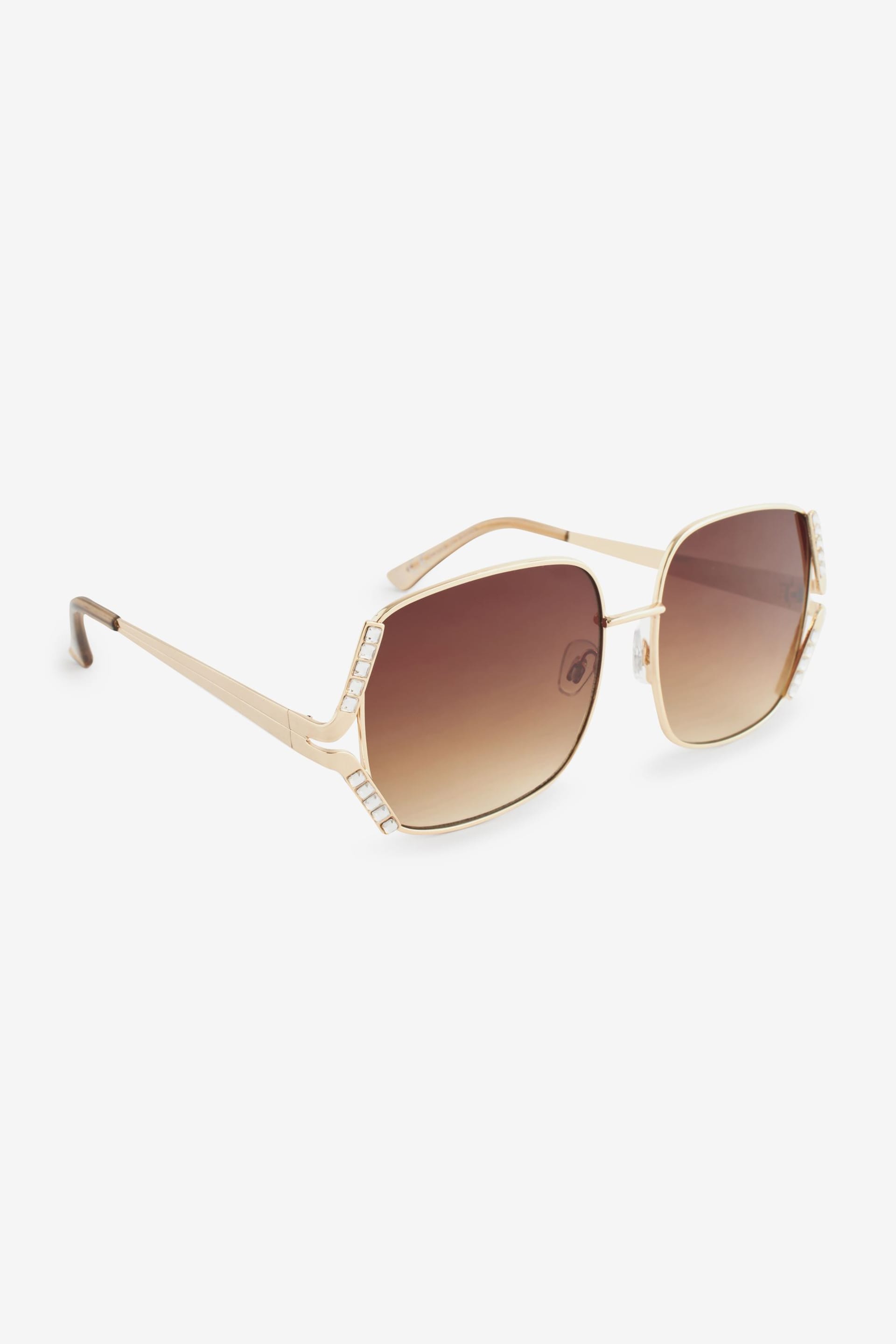 Rose Gold Sparkle Frame Square Sunglasses - Image 3 of 5