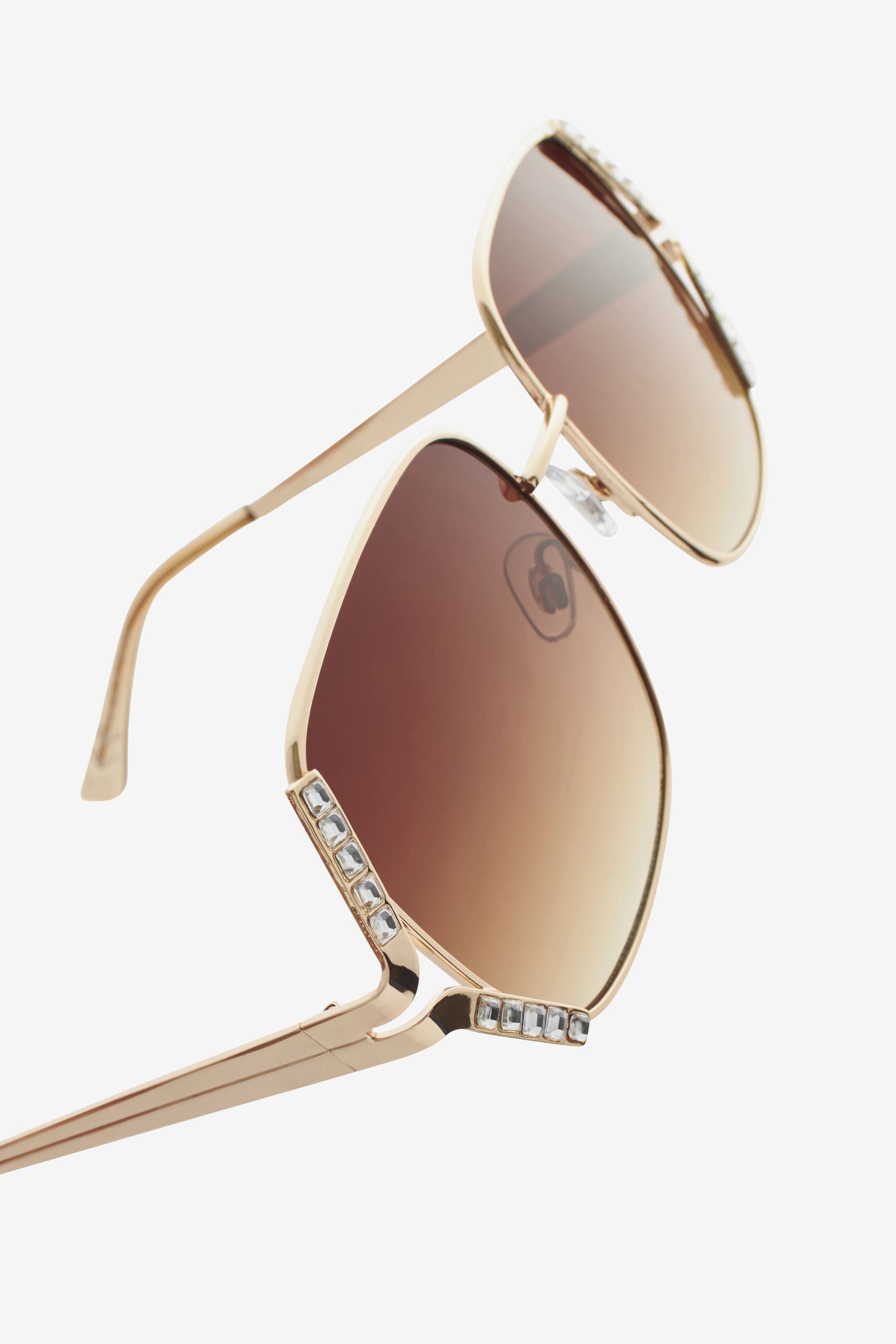 Rose Gold Sparkle Frame Square Sunglasses - Image 4 of 5