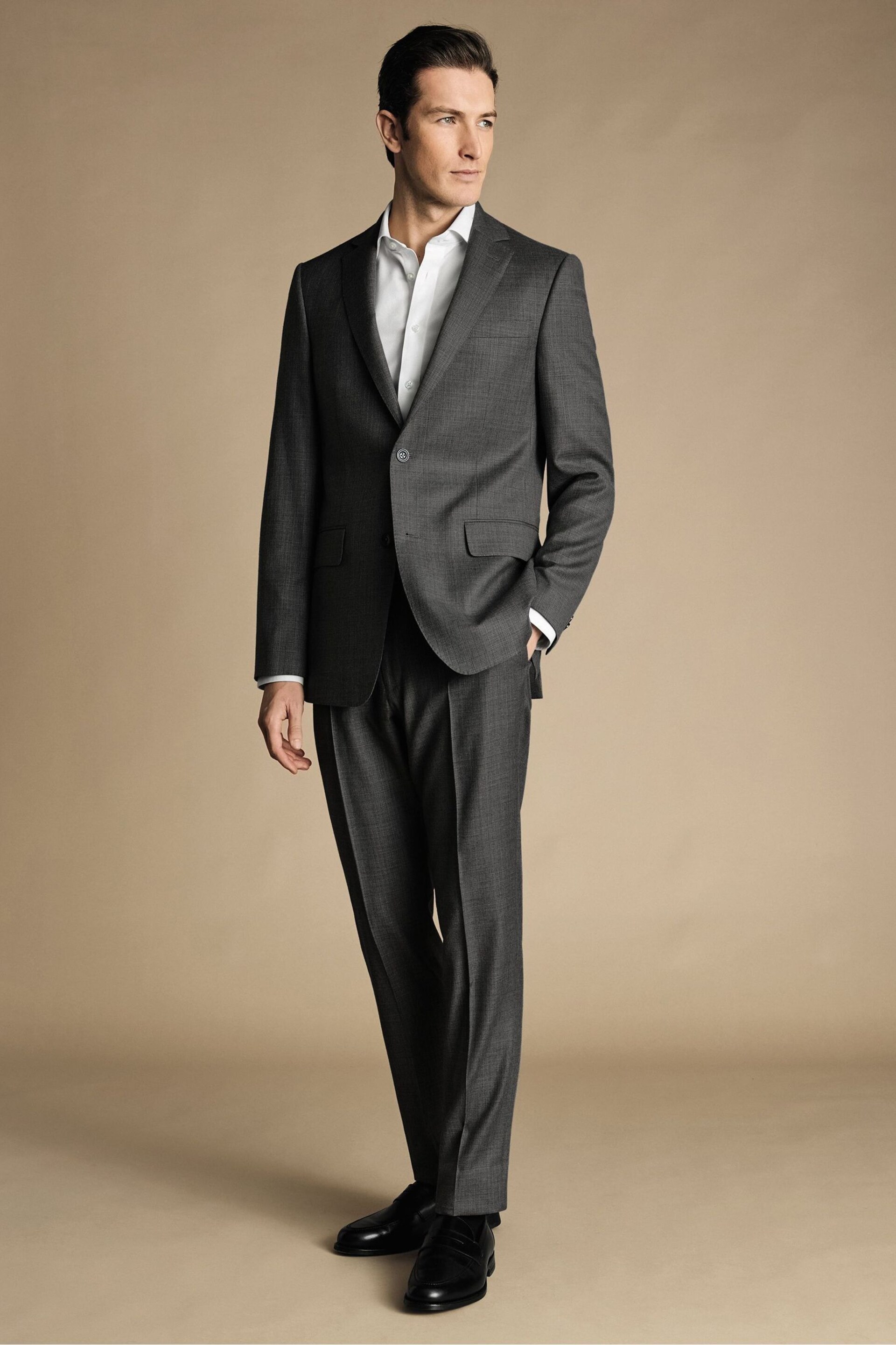 Charles Tyrwhitt Grey Slim Fit Italian Luxury Suit: Trousers - Image 1 of 4
