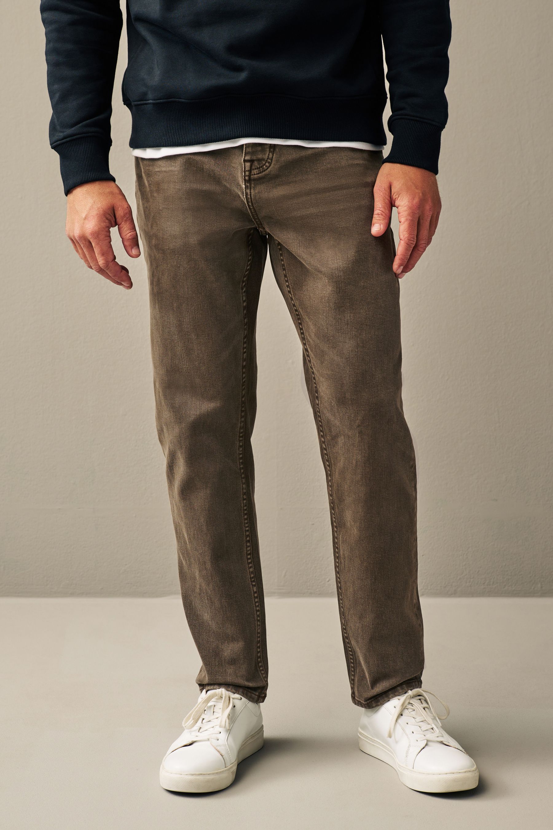 Buy Brown Regular Fit Overdyed Denim Jeans from the Next UK online