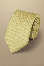 Charles Tyrwhitt Yellow Mini Floral Silk Stain Resist Pattern Tie - Image 1 of 2