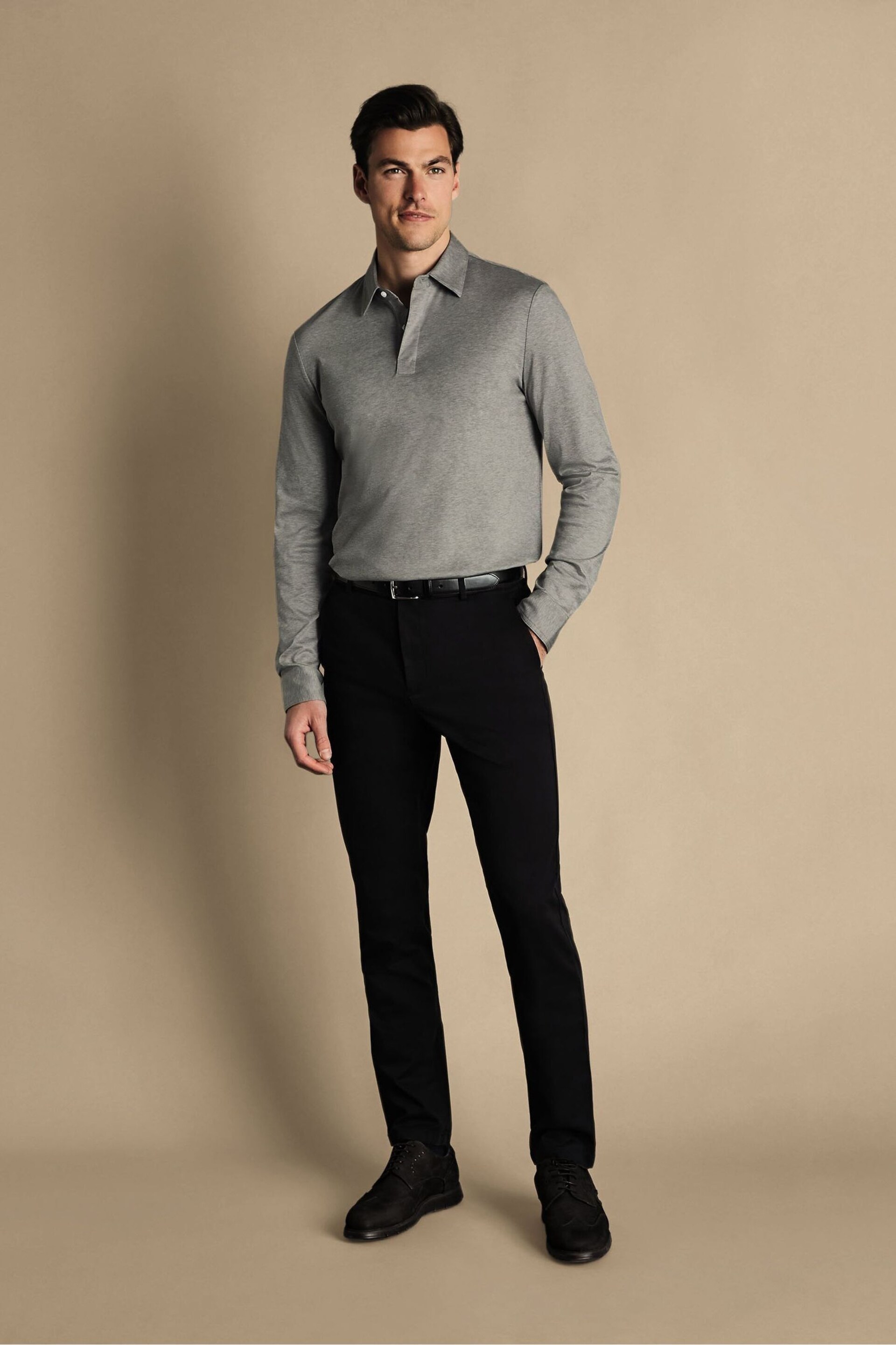Charles Tyrwhitt Black Classic Fit Ultimate non-iron Chino Trousers - Image 3 of 5