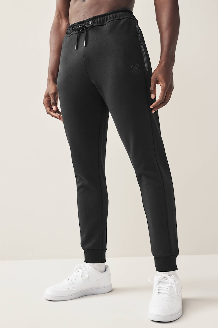 Black Athleisure Cuffed Joggers - Image 1 of 8