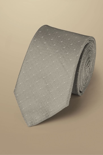 Charles Tyrwhitt Grey Spot Silk Stain Resist Tie