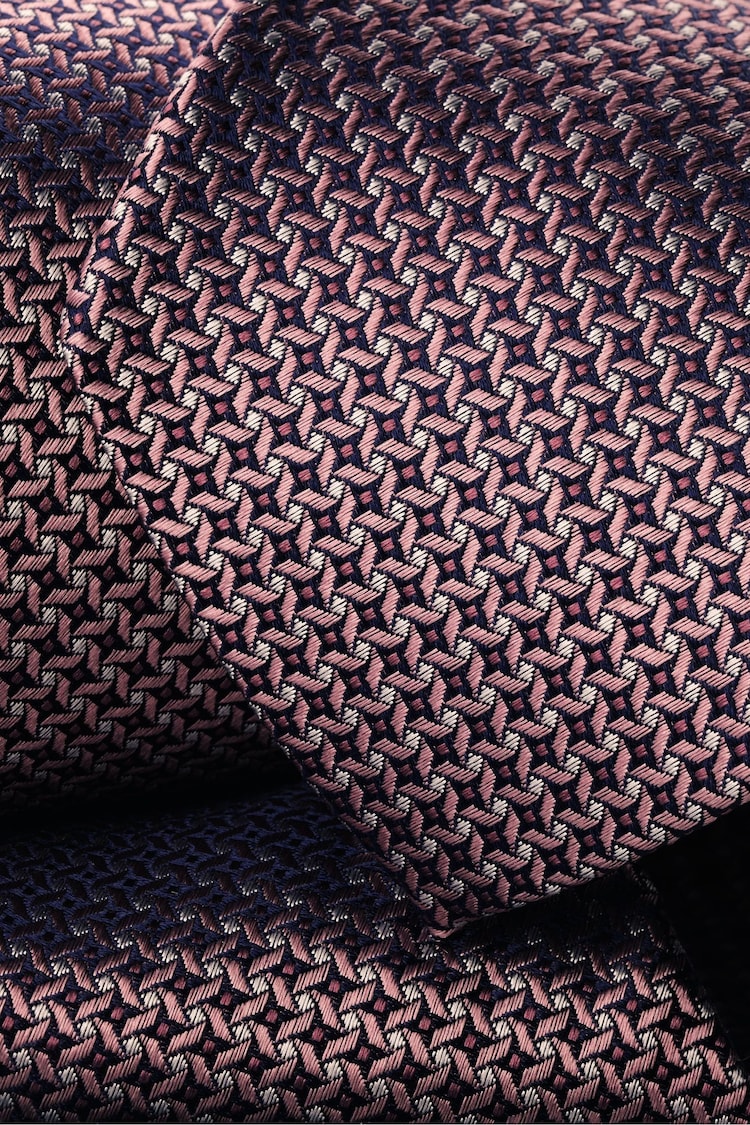 Charles Tyrwhitt Pink Semi Plain Silk Stain Resist Pattern Tie - Image 2 of 2