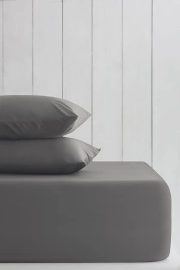 Grey Charcoal Cotton Rich Deep Fitted Sheet
