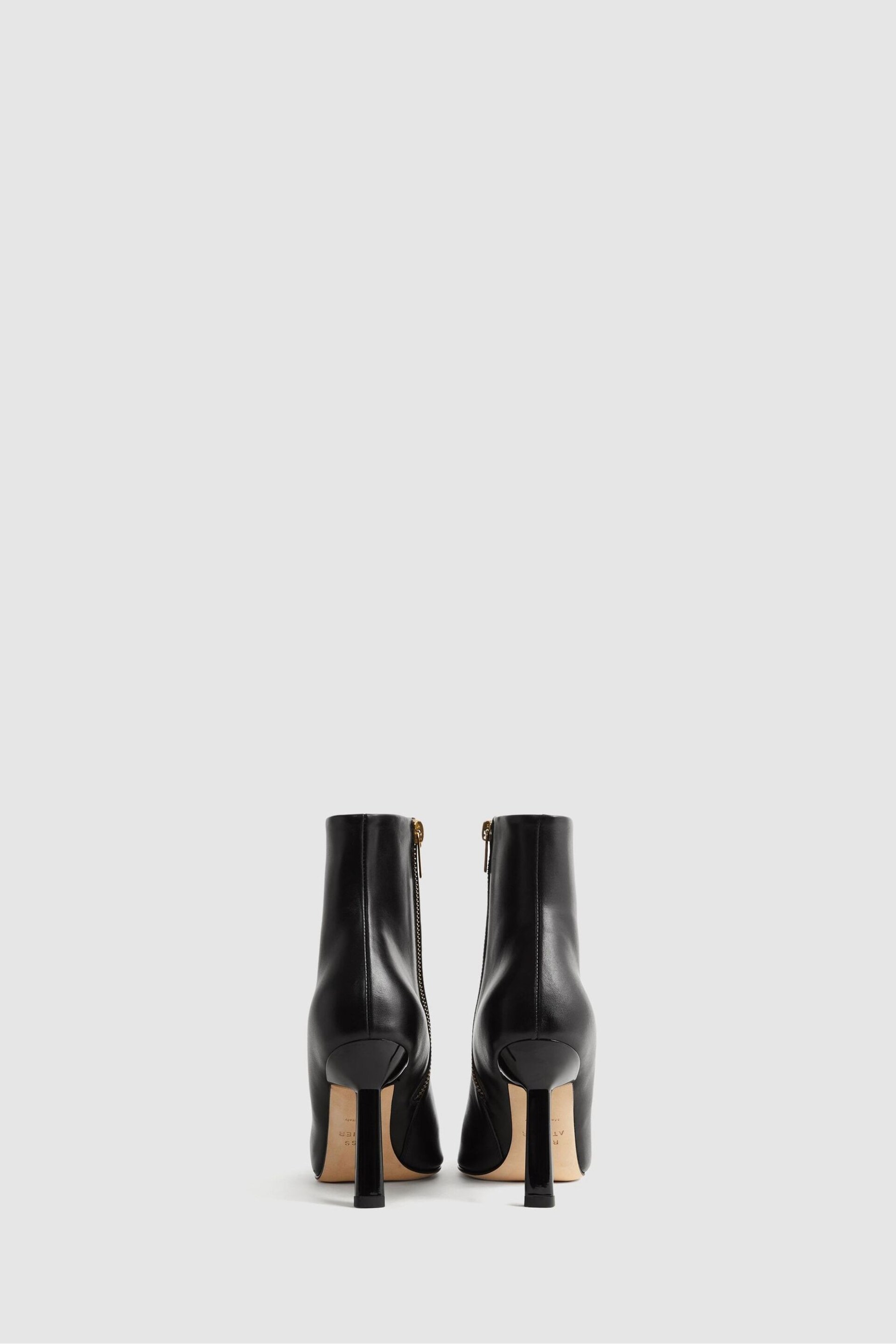 Reiss Black Scarlett Atelier Italian Leather Heeled Ankle Boots - Image 3 of 6