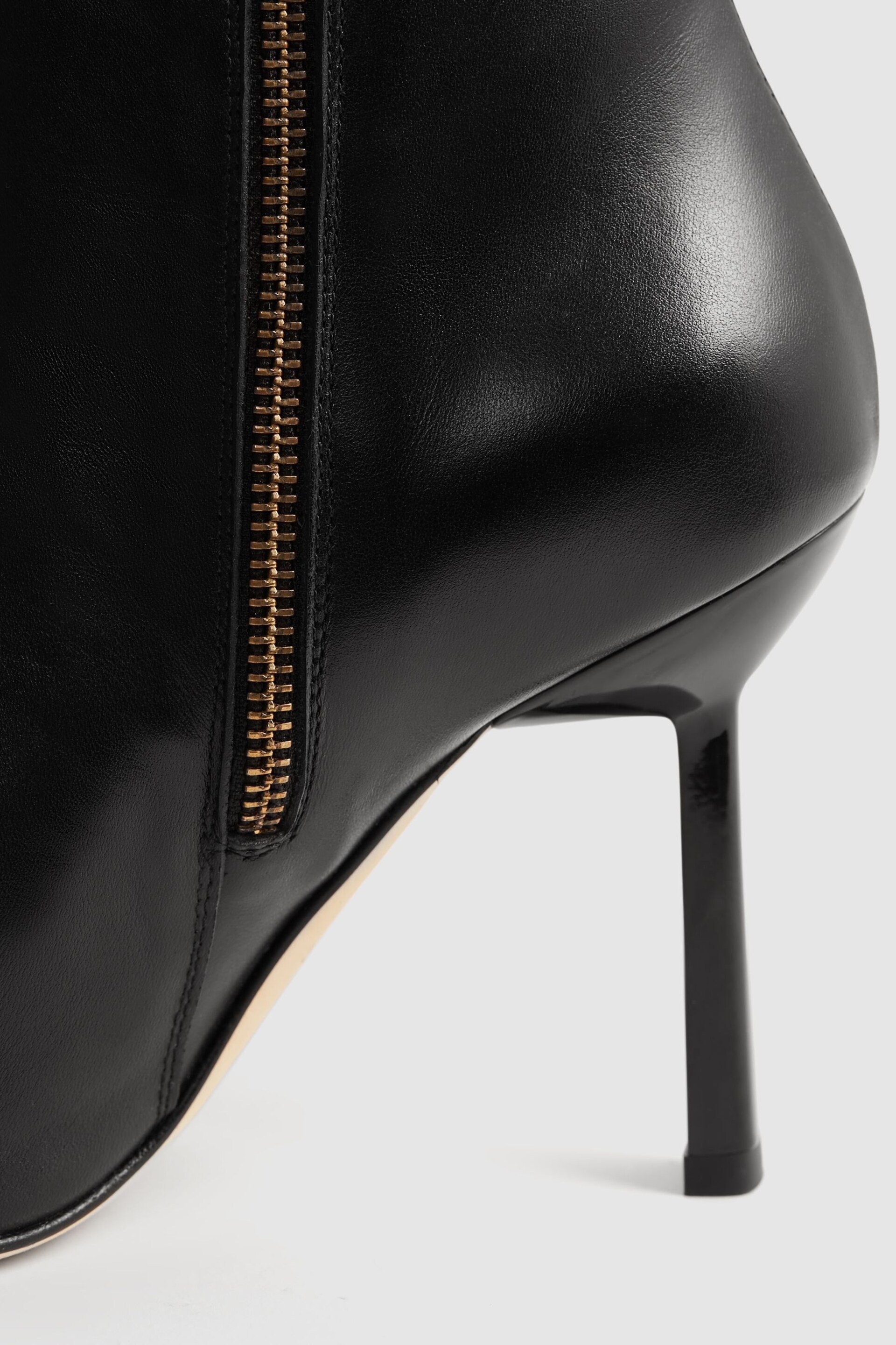 Reiss Black Scarlett Atelier Italian Leather Heeled Ankle Boots - Image 5 of 6