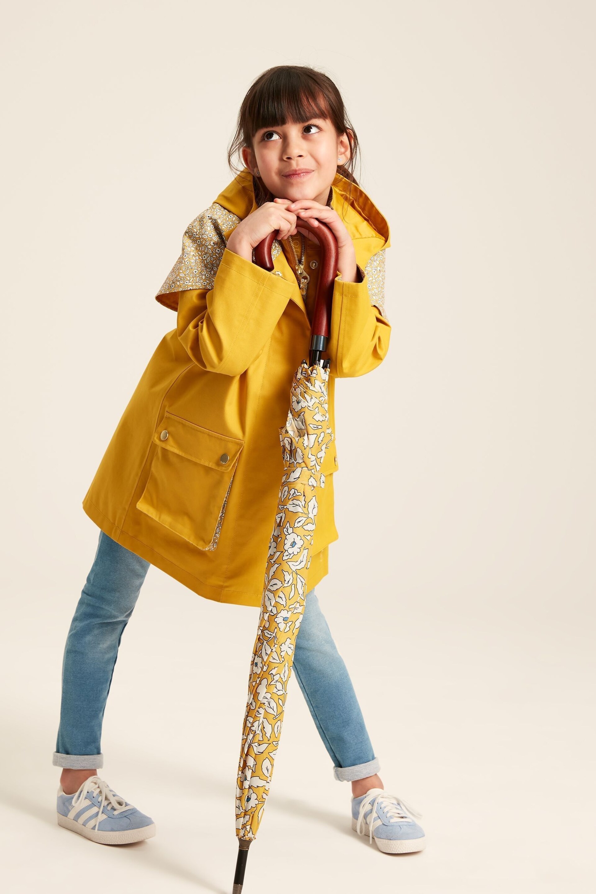 Joules Seacombe Yellow Waterproof Hooded Raincoat with Cape - Image 3 of 13