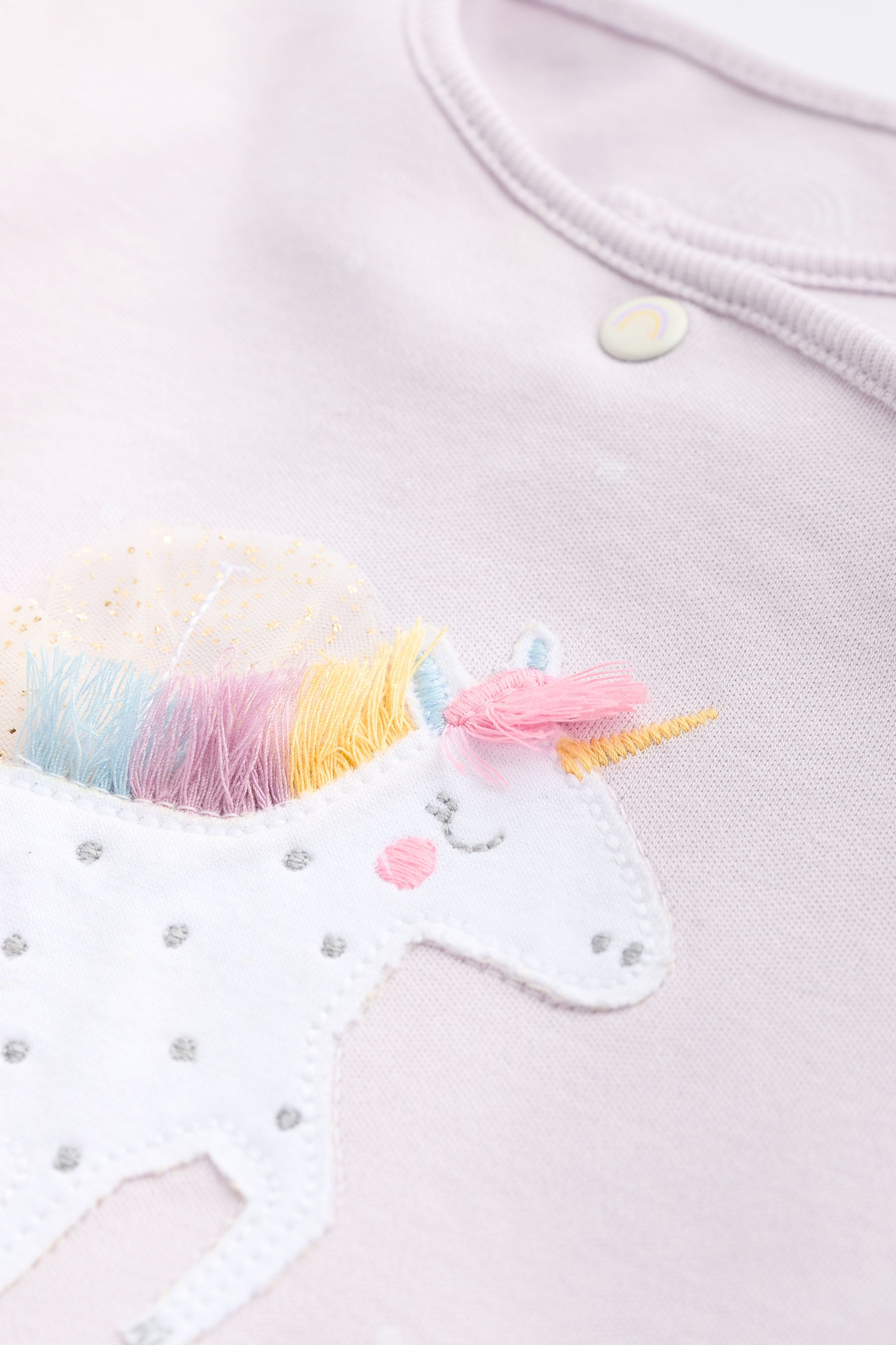 Purple Unicorn Baby 100 Cotton Sleepsuits 3 Pack 0mths 2yrs