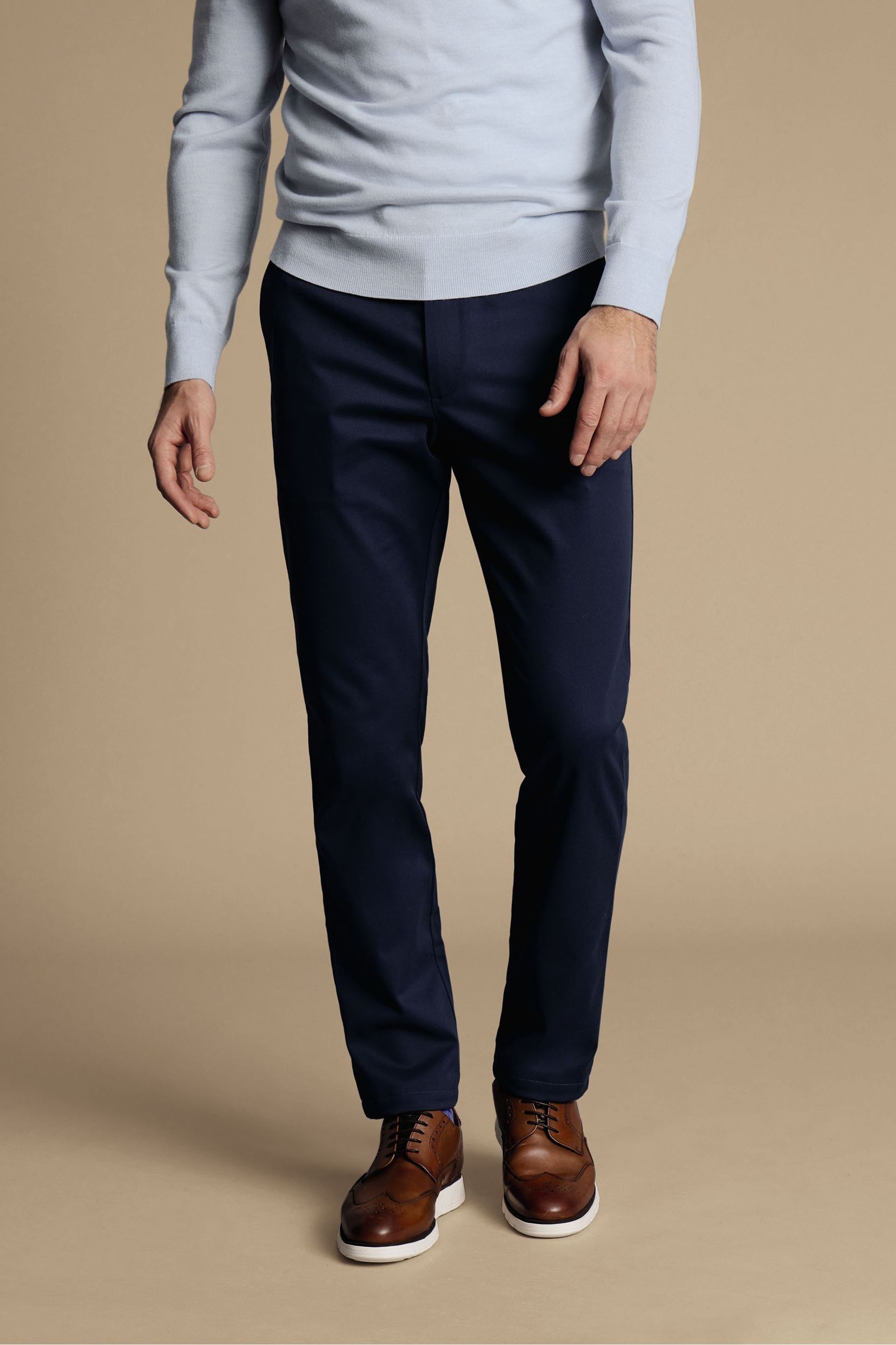 Charles Tyrwhitt Blue Classic Fit Ultimate non iron Chino Trousers