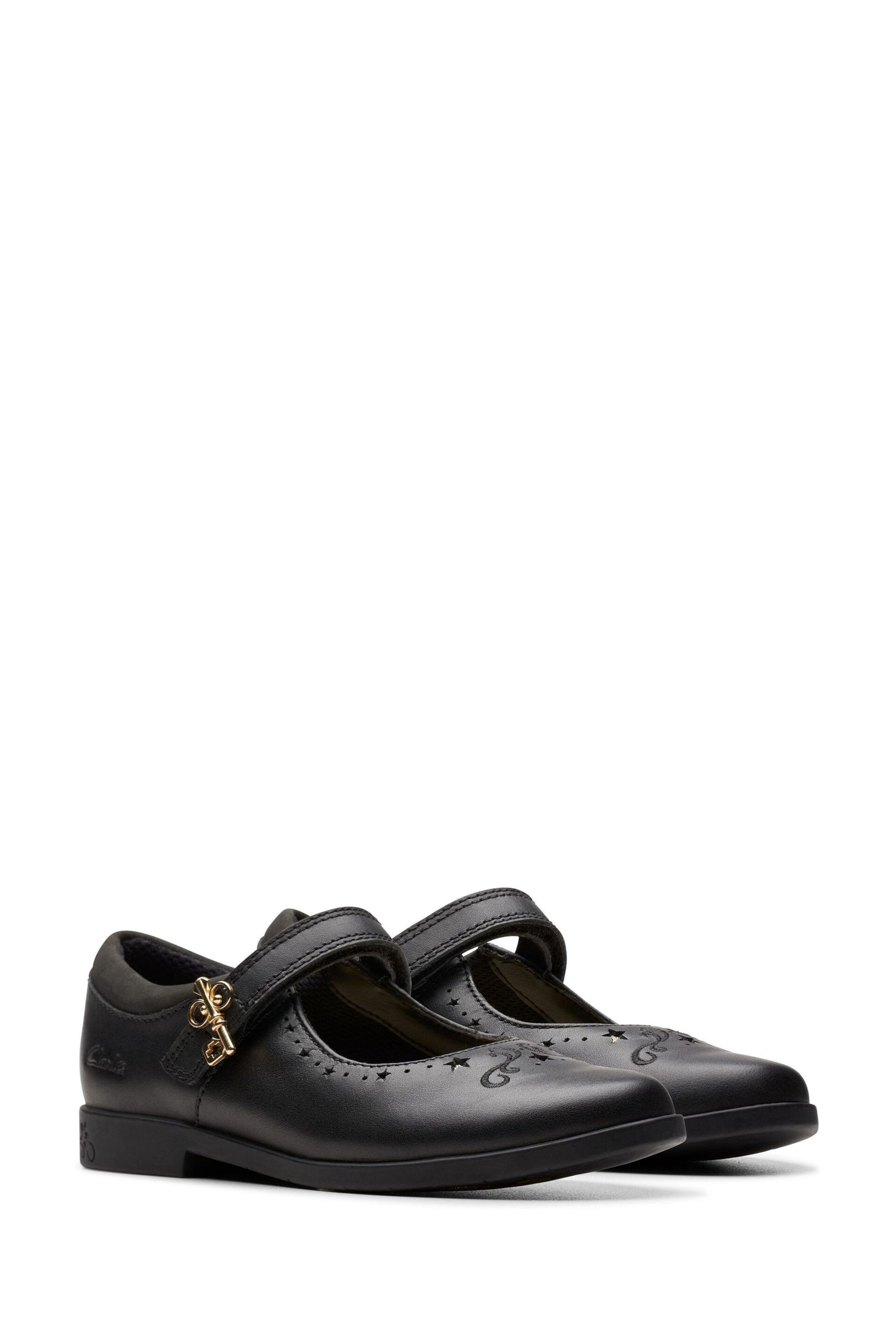 Clarks Black Dark Patent Lock Magic Kids Shoes - Image 3 of 7