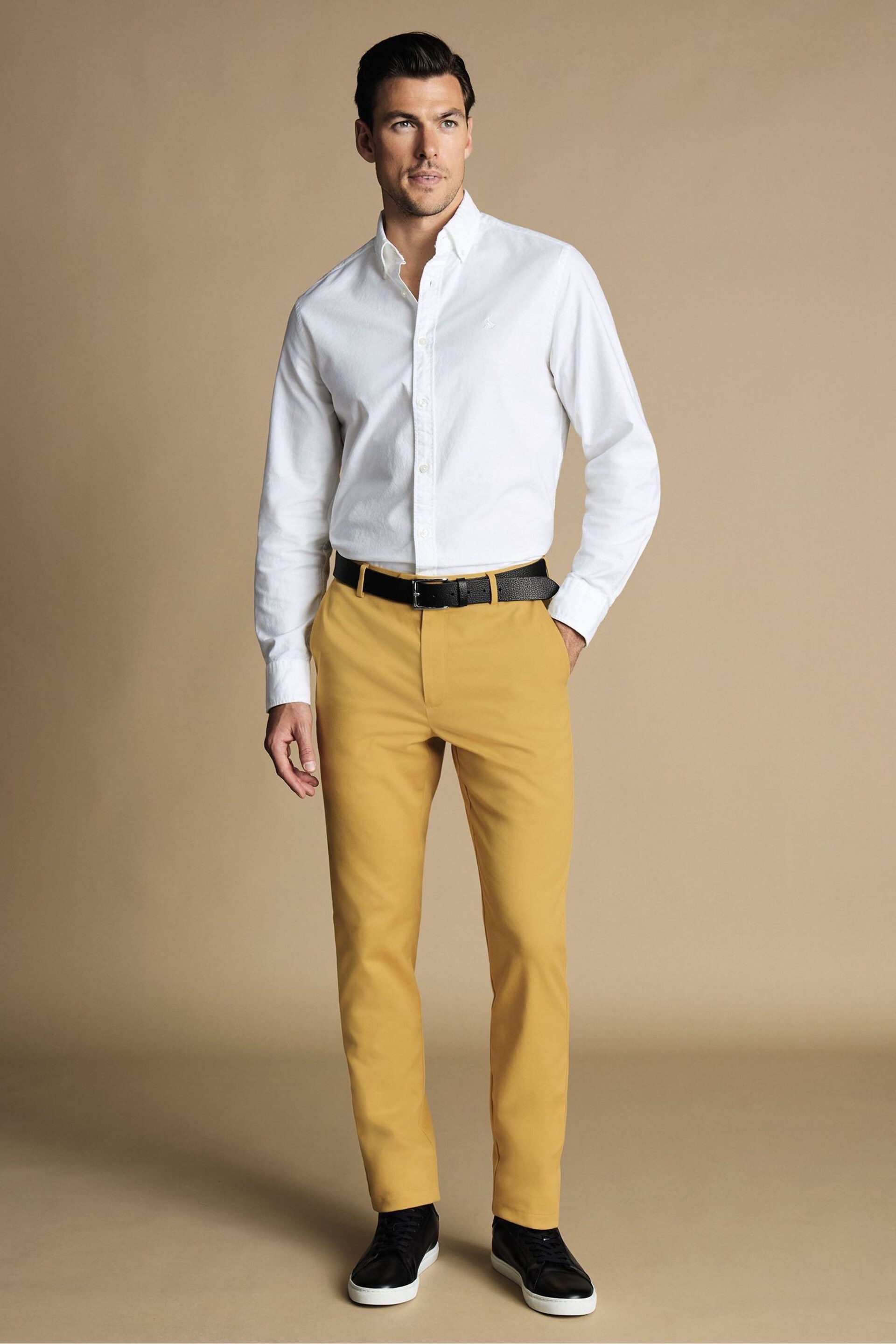 Charles Tyrwhitt Yellow Classic Fit Ultimate non-iron Chino Trousers - Image 3 of 4