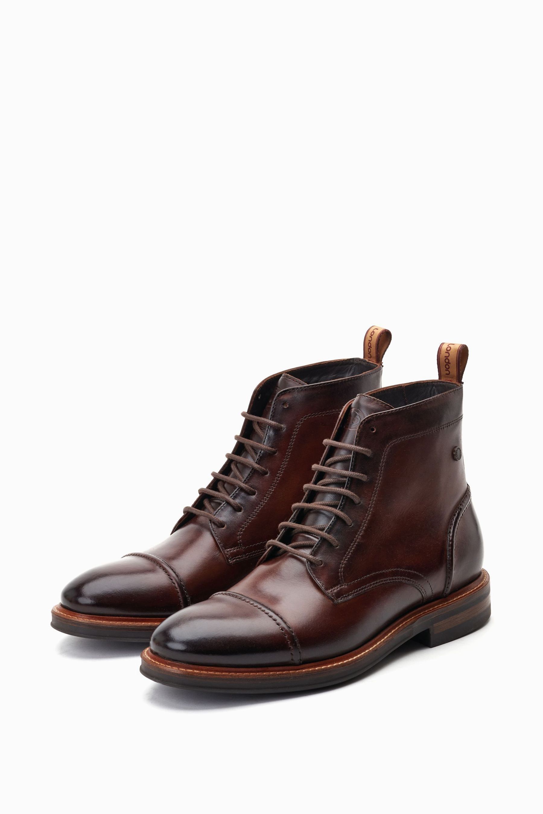Base London Dudley Lace Up Toe Cap Boots