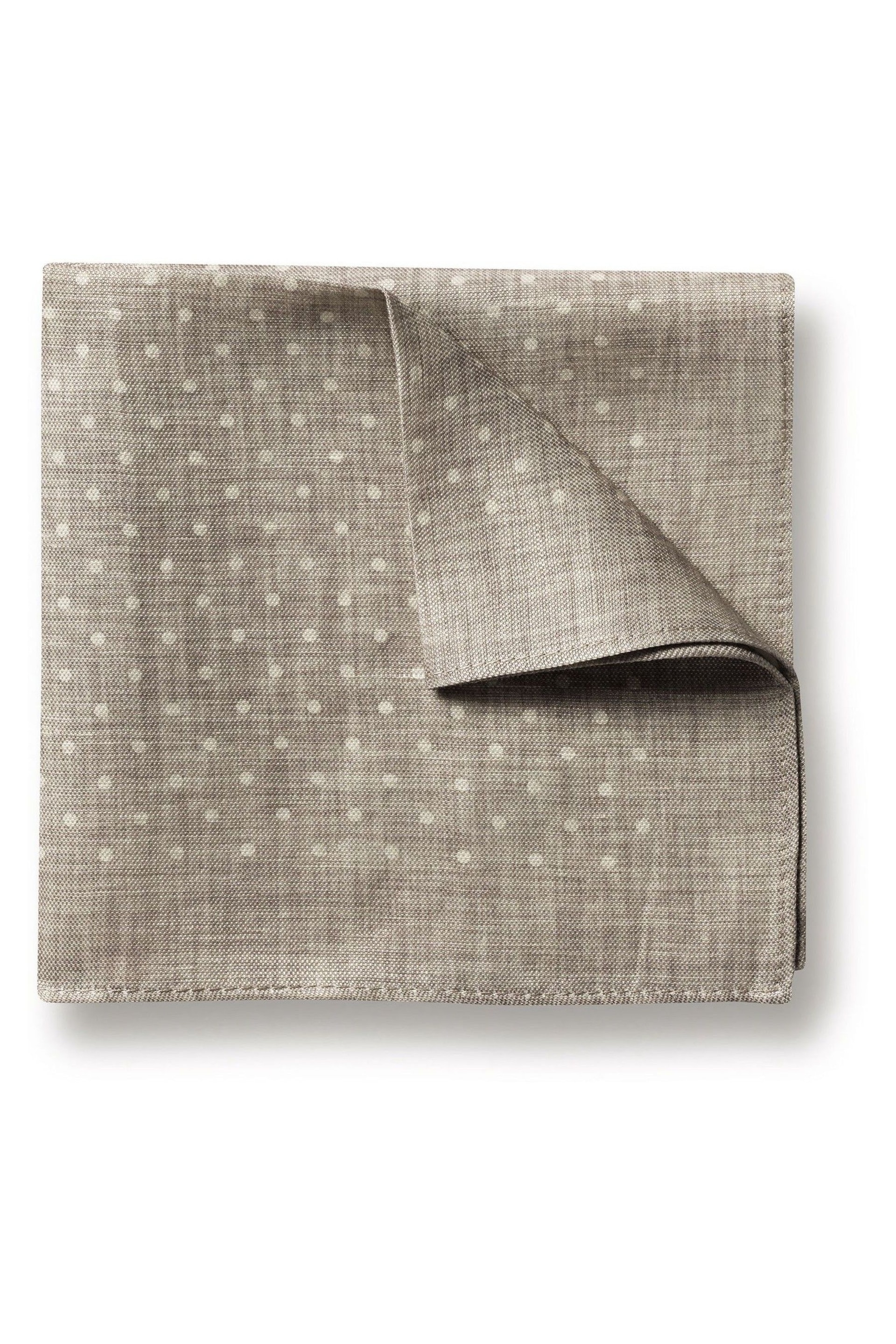 Charles Tyrwhitt Grey Spot Print Linen Silk Pocket Square Scarf - Image 1 of 3