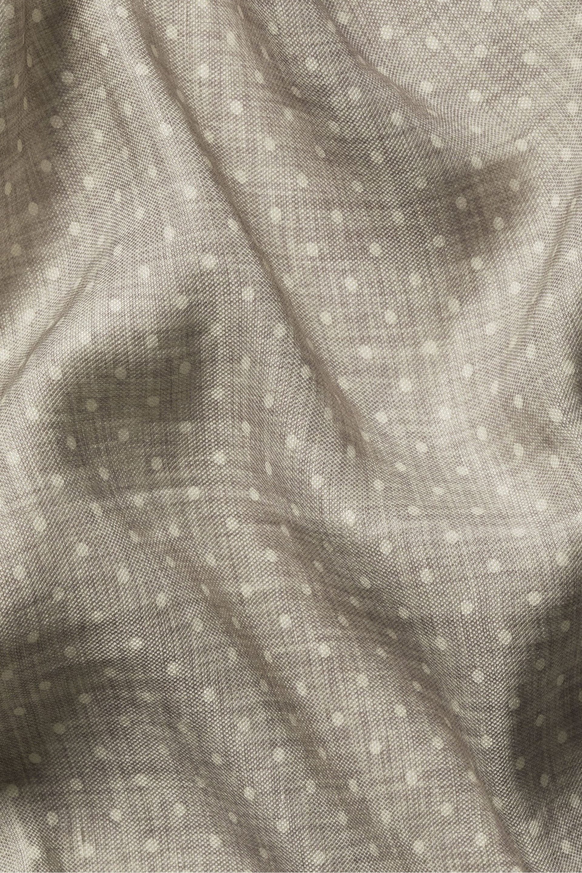 Charles Tyrwhitt Grey Spot Print Linen Silk Pocket Square Scarf - Image 2 of 3