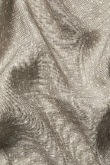 Charles Tyrwhitt Grey Spot Print Linen Silk Pocket Square Scarf