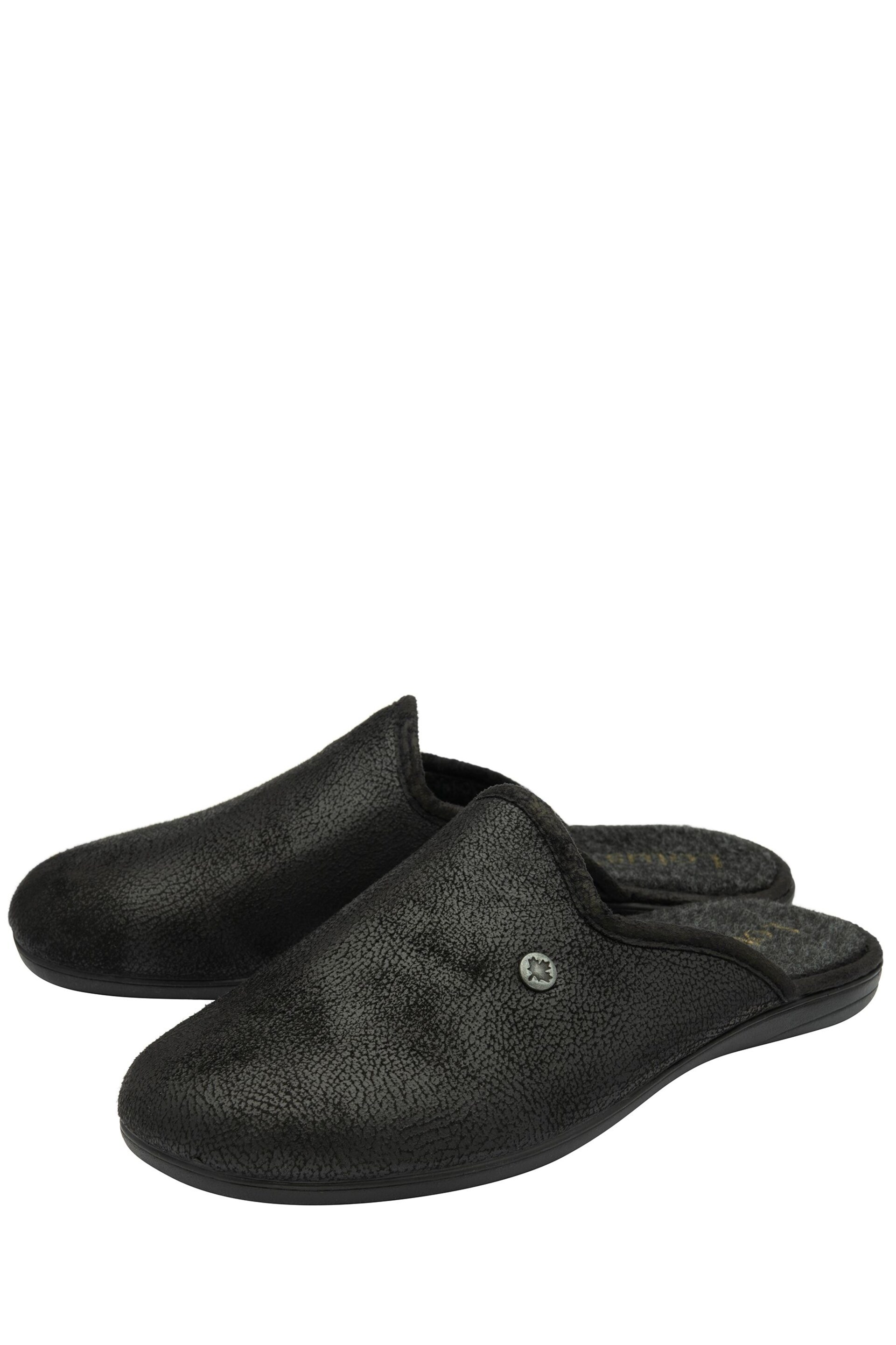 Lotus Black Flat Mule Slippers - Image 2 of 4