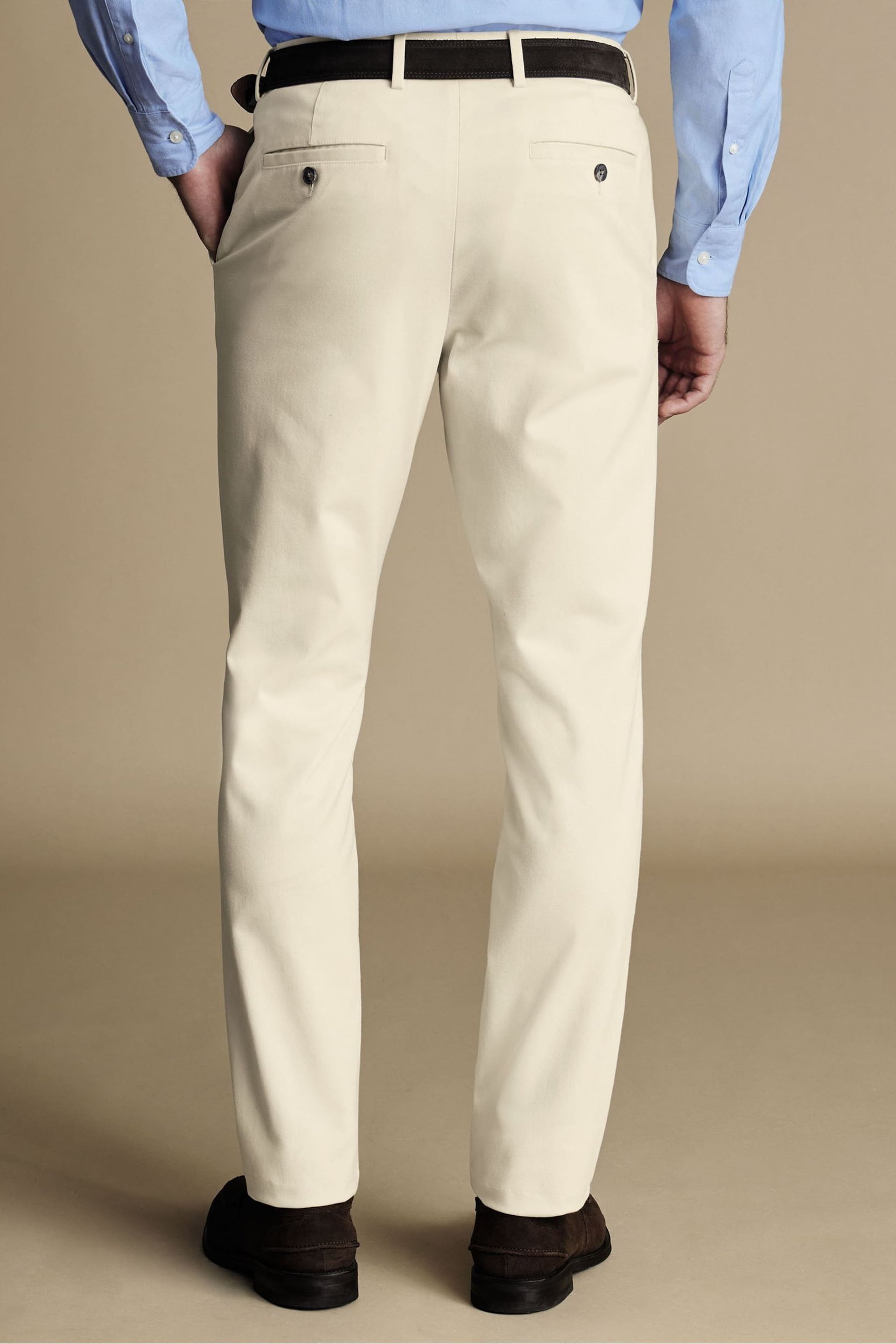 Charles Tyrwhitt Natural cream Classic Fit Ultimate non-iron Chino Trousers - Image 2 of 5