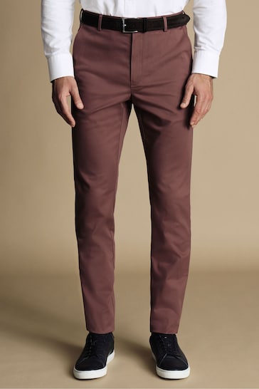 Charles Tyrwhitt Pink Slim Fit Ultimate non-iron Chino Trousers